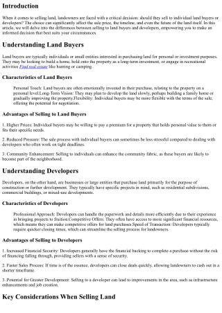 Land Buyers vs. Developers: Who Should You Sell To?