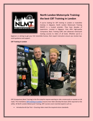 North London Motorcycle Training the best CBT Training in London
