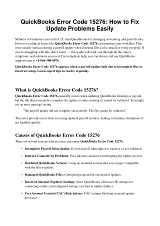 QuickBooks Error Code 15276 - Fix Payroll Update Issues Fast