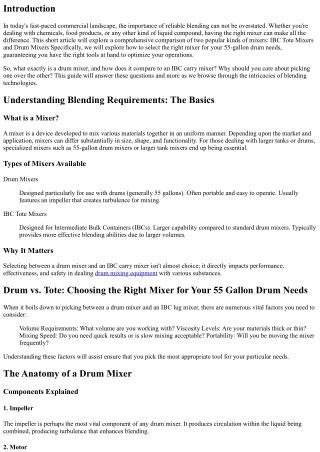 Drum vs. Carry: Picking the Right Mixer for Your 55 Gallon Drum Requirements