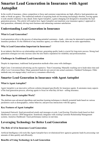 smarter lead generation in insurance with agent