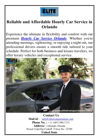 Reliable and Affordable Hourly Car Service in Orlando
