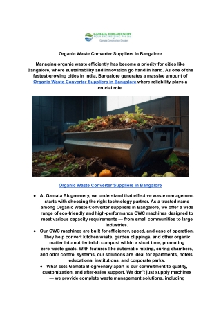 Organic Waste Converter Suppliers in Bangalore (1)