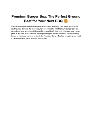 Premium Burger Box_ The Perfect Ground Beef for Your Next BBQ