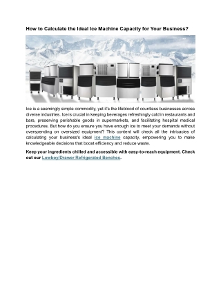 How to Calculate the Ideal Ice Machine Capacity for Your Business