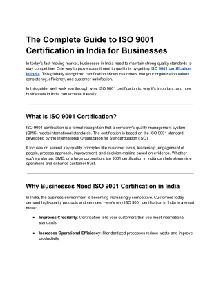 The Complete Guide to ISO 9001 Certification in India for Businesses