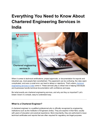 Everything You Need to Know About Chartered Engineering Services in India - Google Docs