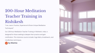200-Hour Meditation Teacher Training in Rishikesh