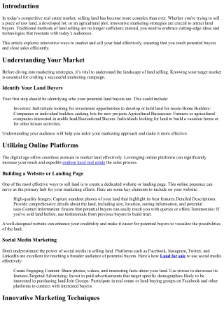 Innovative Ways to Market and Sell Your Land