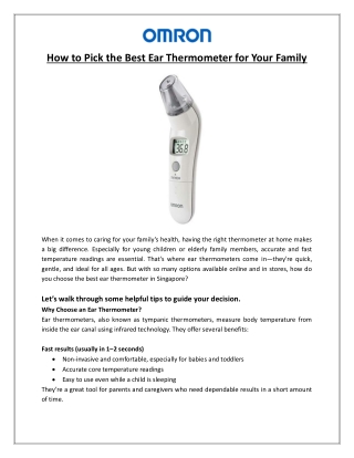 How to Pick the Best Ear Thermometer for Your Family