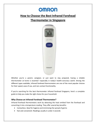 How to Choose the Best Infrared Forehead Thermometer in Singapore