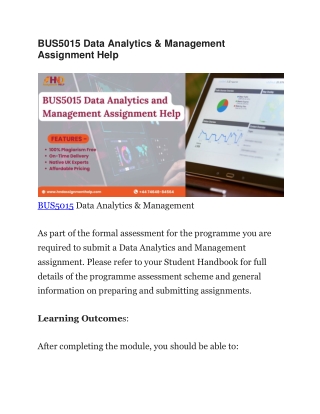 BUS5015 Data Analytics & Management Assignment Help