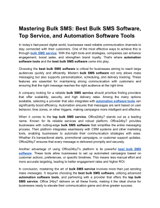 Mastering Bulk SMS_ Best Bulk SMS Software, Top Service, and Automation Software Tools