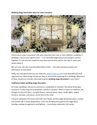 Wedding Stage Decoration Ideas for Lawn Functions