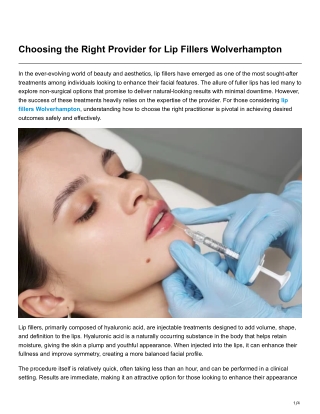 Choosing the Right Provider for Lip Fillers Wolverhampton