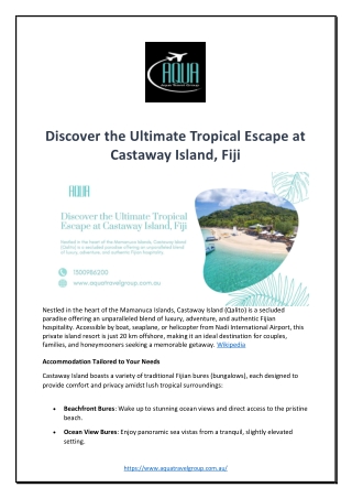 Discover the Ultimate Tropical Escape at Castaway Island, Fiji
