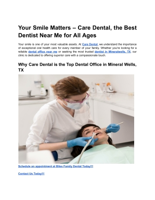 Your Smile Matters – Care Dental, the Best Dentist Near Me for All Ages