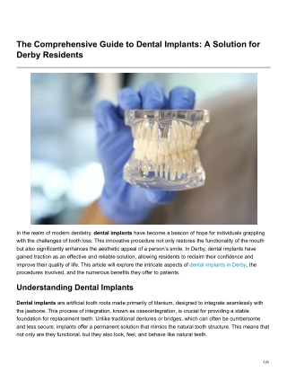 The Comprehensive Guide to Dental Implants A Solution for Derby Residents