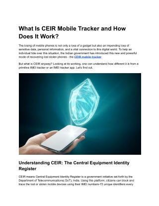 What Is CEIR Mobile Tracker and How Does It Work