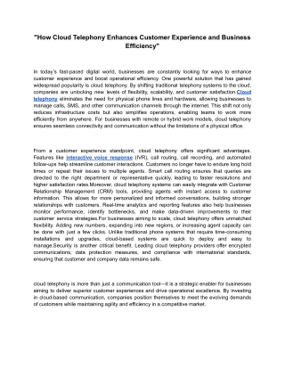_How Cloud Telephony Enhances Customer Experience and Business Efficiency_