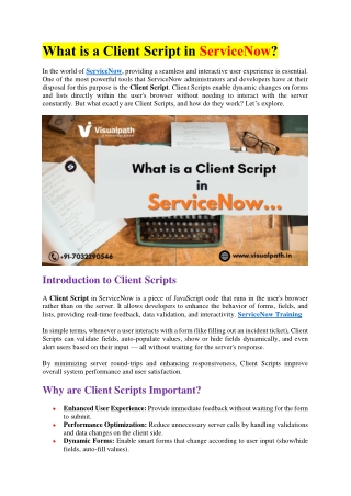 ServiceNow Course in India - ServiceNow Online Training