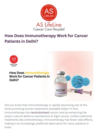 How Does Immunotherapy Work for Cancer Patients in Delhi