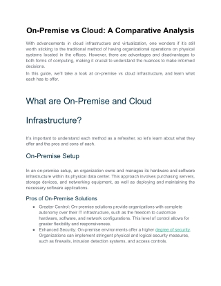 on premise vs cloud a comparative analysis
