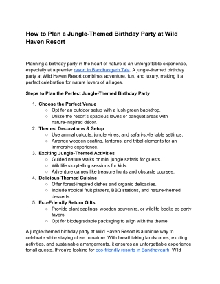 How to Plan a Jungle-Themed Birthday Party at Wild Haven Resort