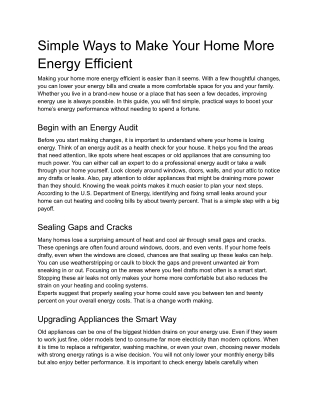 Simple Ways to Make Your Home More Energy Efficient