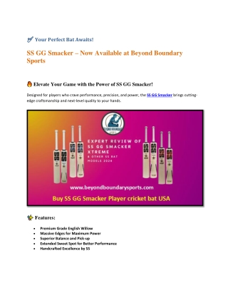 Your Perfect Bat Awaits – SS GG Smacker at Beyond Boundary Sports