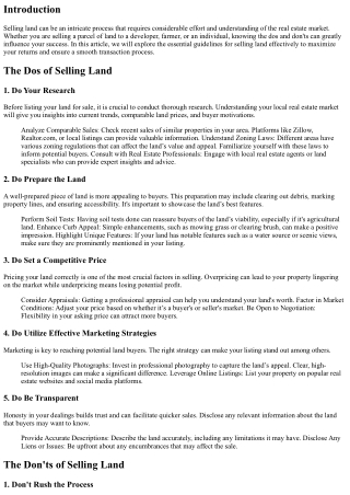 The Dos and Don'ts of Selling Land