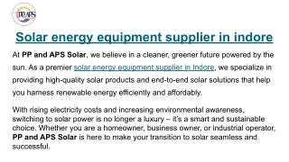 Solar energy equipment supplier in indore
