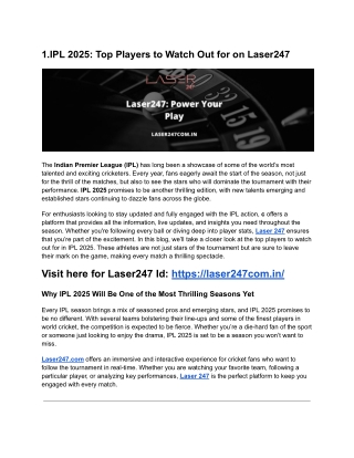 Laser247 – Your Hub for Live Sports Action