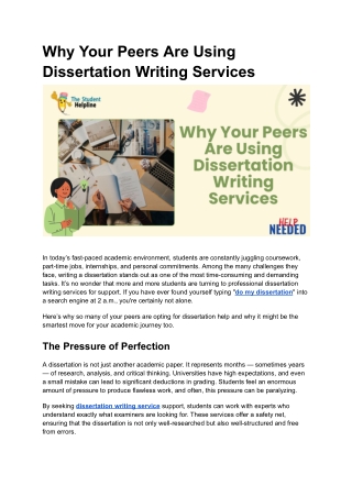 Why Your Peers Are Using Dissertation Writing Services