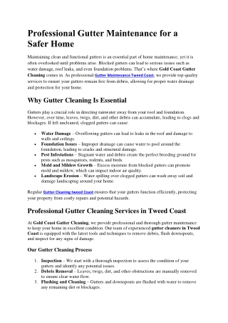 Professional Gutter Maintenance for a Safer Home