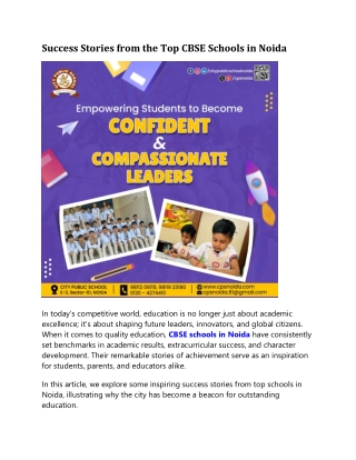 Success Stories from the Top CBSE Schools in Noida