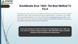 Proven Solutions For QuickBooks Error 1603