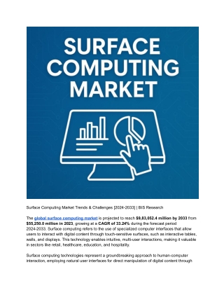 Surface Computing Market Trends & Challenges [2024-2033] _ BIS Research