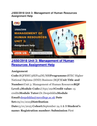 Unit 3 Management of Human Resources Assignment Help