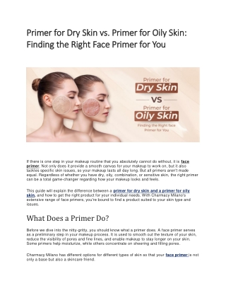 Primer for Dry Skin vs oily skin