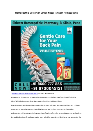 Homeopathic Doctors in Viman Nagar- Shivam Homeopathic