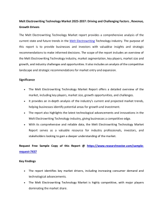 Melt Electrowriting Technology Market Trends 2037