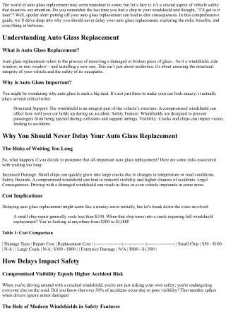 the world of auto glass replacement may seem