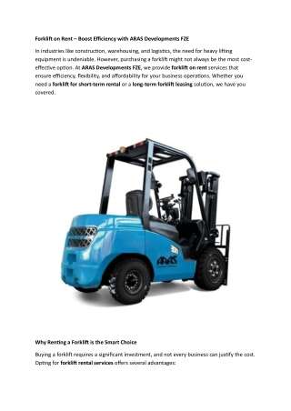 forklift on rent boost efficiency with aras