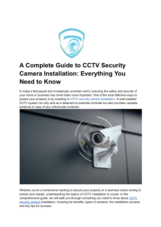 A Complete Guide to CCTV Security Camera Installation_ Everything You Need to Know
