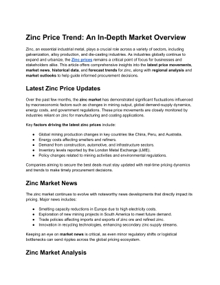 zinc price trend an in depth market overview