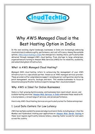 Why AWS Managed Cloud is the Best Hosting Option in India