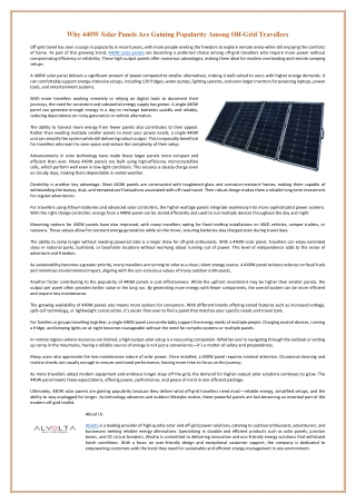 Why 440W Solar Panels Are Gaining Popularity Among Off-Grid Travellers