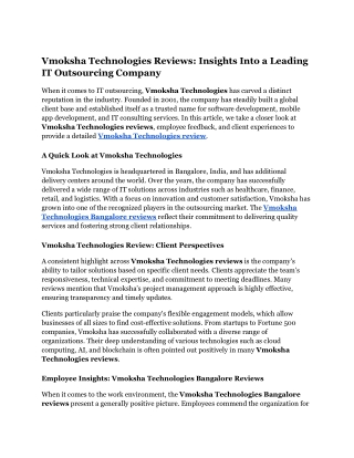Vmoksha Technologies Reviews_ Insights Into a Leading IT Outsourcing Company