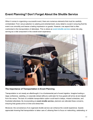 Event Planning Don’t Forget About the Shuttle Service